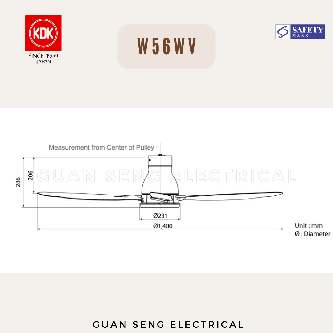 KDK W56WV DC Motor Ceiling Fan with Remote Control