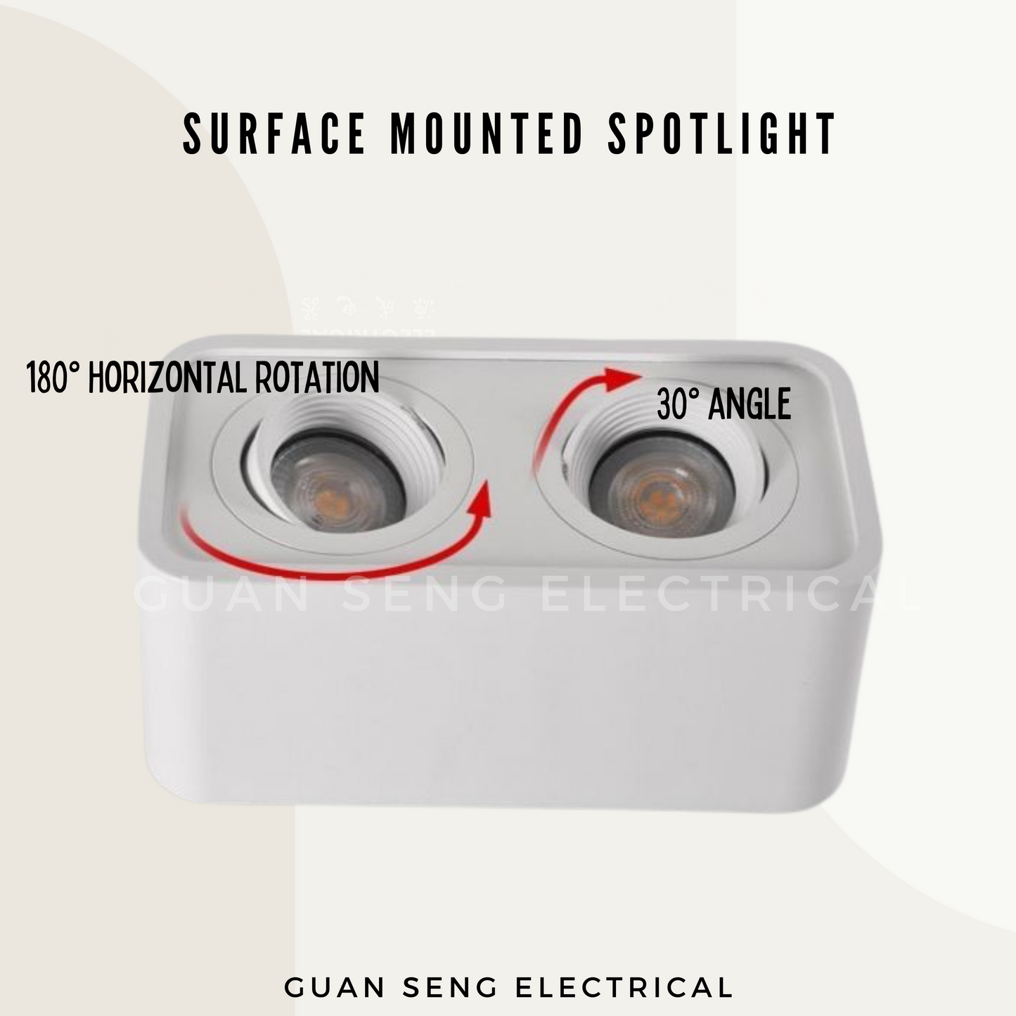 Anti-Glare Surface Mounted Spotlight GU10 Black White Square