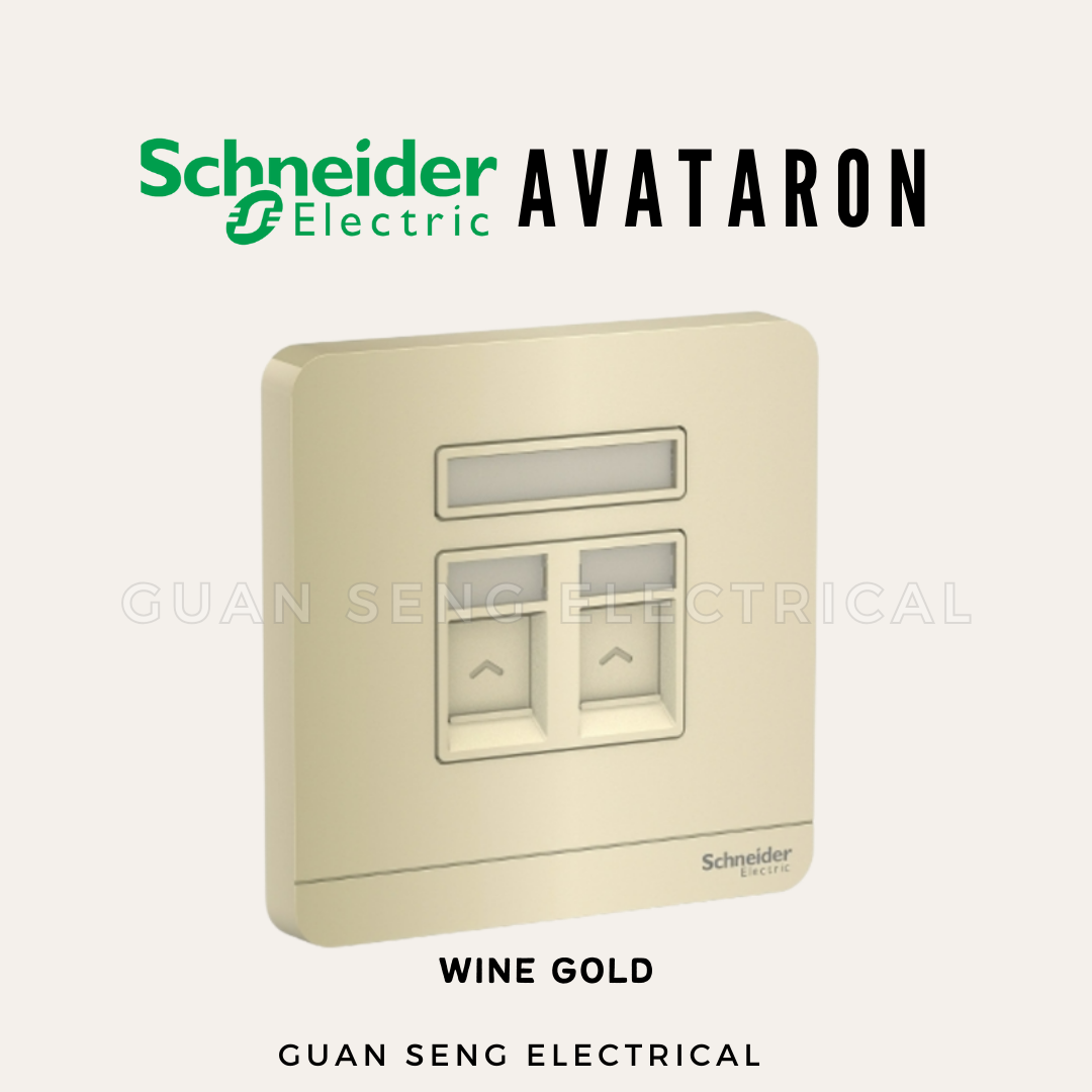 Schneider AvatarON RJ45 Cat6 Data Socket White Dark Grey Dark Wood Wine Gold Hairline Gold