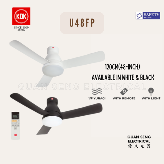 KDK U48FP DC Motor Ceiling Fan with LED Light Kit and Remote Control