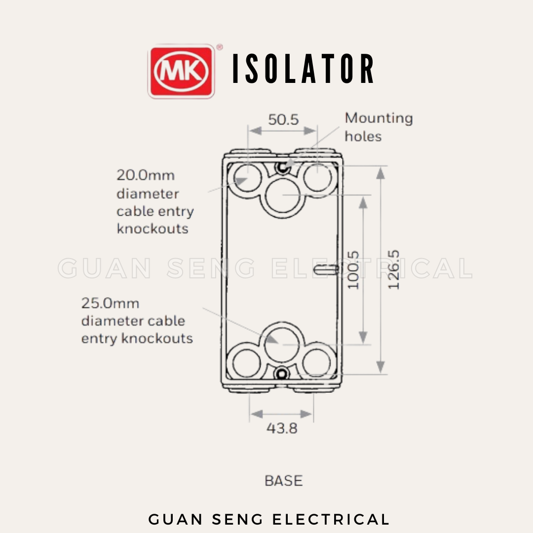 MK Isolator Switch 20A Weatherproof Double Pole 2 Pole M4418