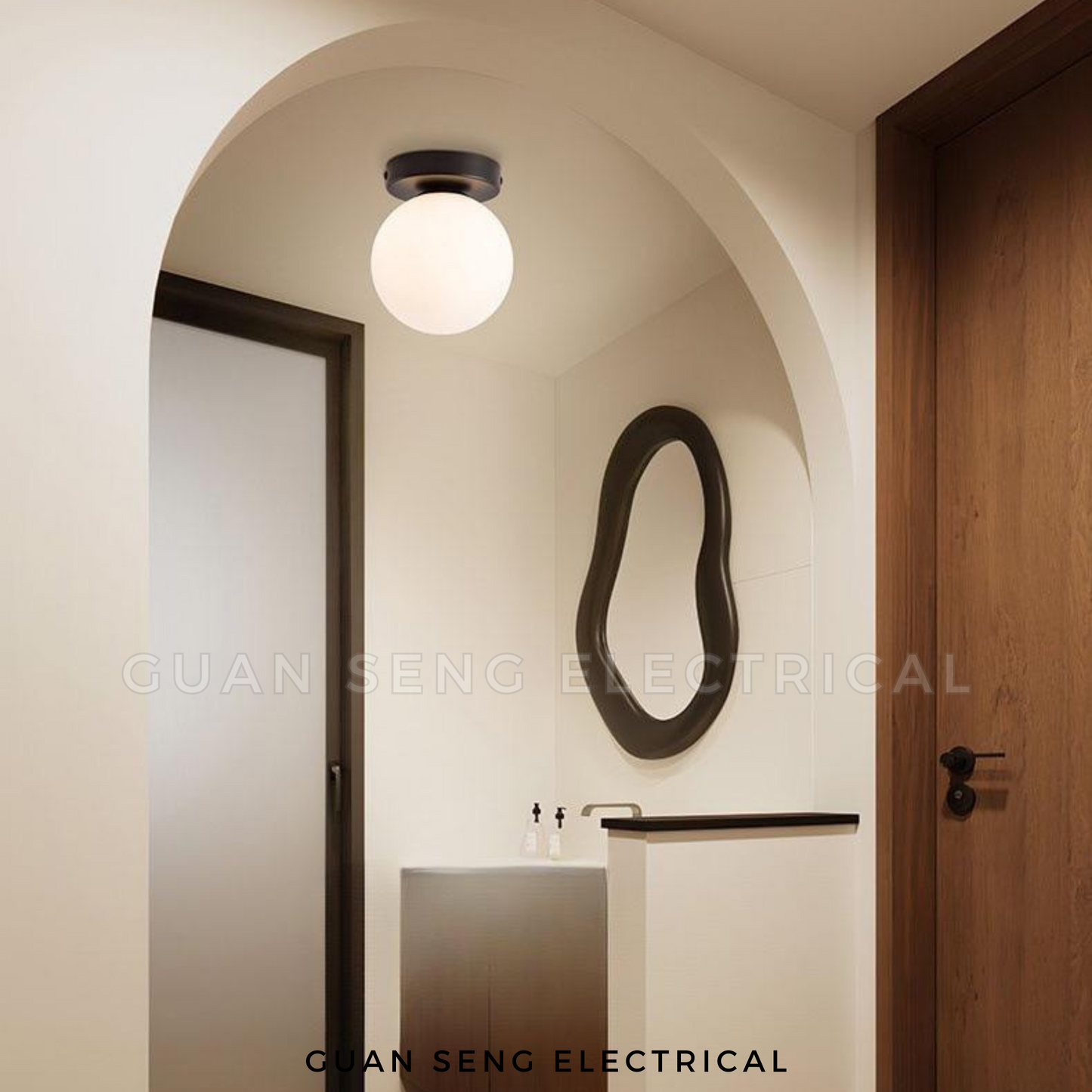 Frosted Glass Globe Wall Light Ceiling Light Black Gold G9 E27