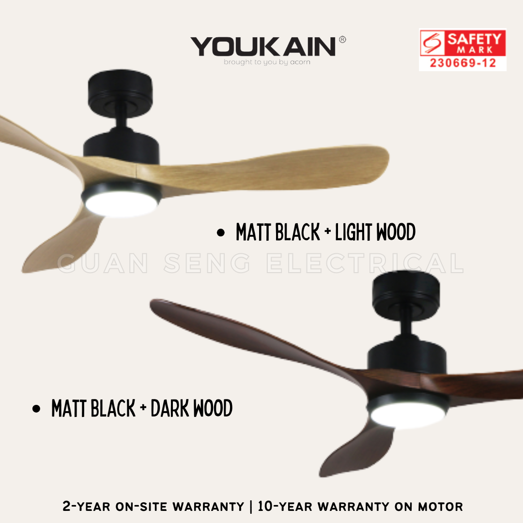 YOUKAIN Optimum 668 SMART DC Ceiling Fans 36" 46" 52" by Acorn