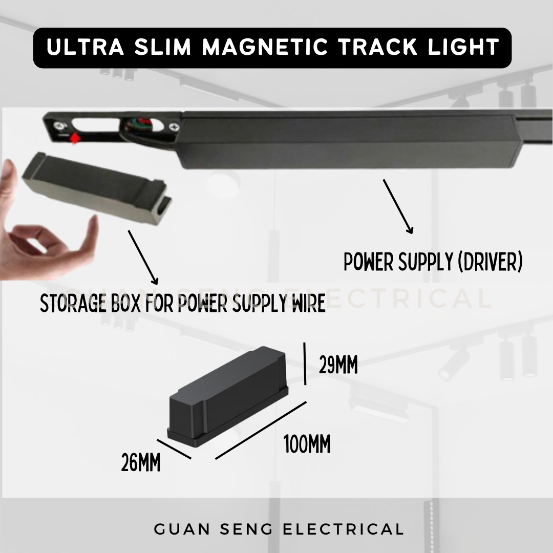 Ultra Slim Magnetic Track Light System 48V Surface Black White