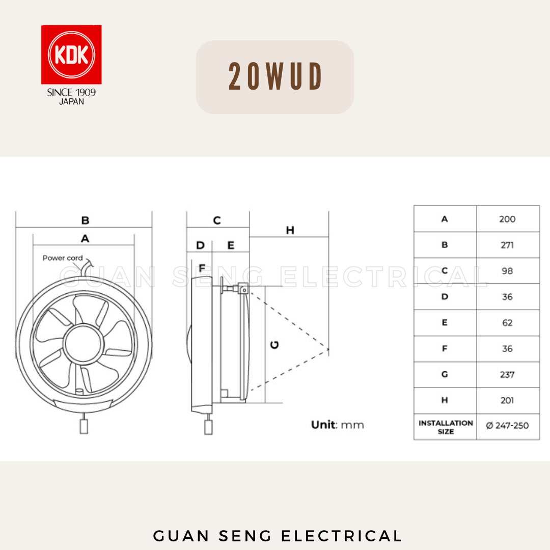 KDK 15 20 WUD Exhaust Fan Ventilating Fan