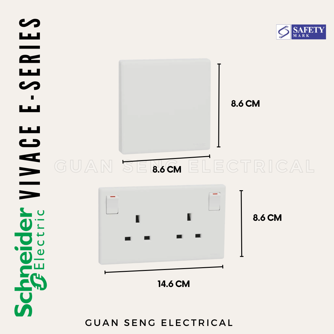 Schneider Electric Vivace E-Series Socket and Switch White Newest 2025 Design