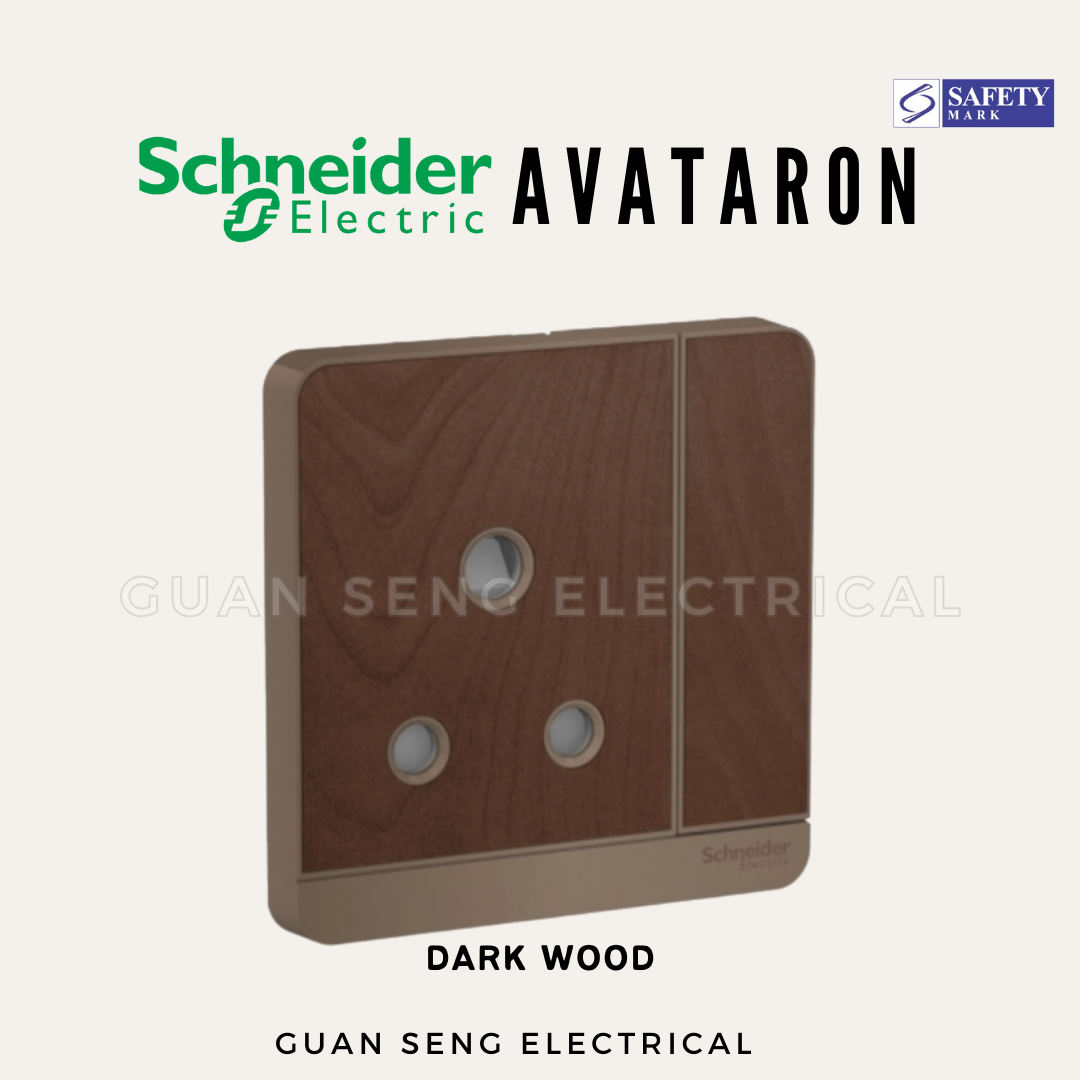 Schneider AvatarON 15A Socket White Dark Grey Dark Wood Wine Gold Hairline Gold