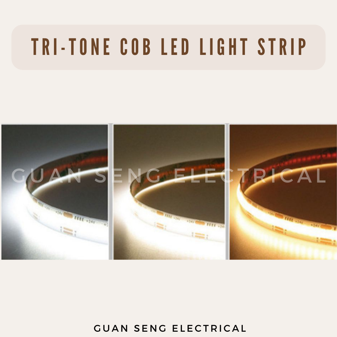 Premium Tri-tone 3Tone COB LED Light Strip 608LEDS 5M 12V 24V