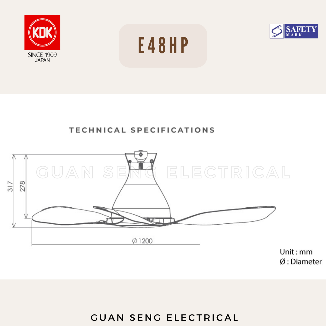 KDK E48HP DC Motor Ceiling Fan with Wi-Fi and Apps Control