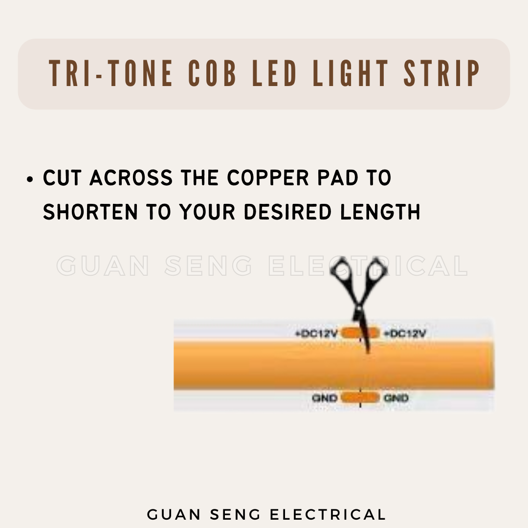 Premium Tri-tone 3Tone COB LED Light Strip 608LEDS 5M 12V 24V