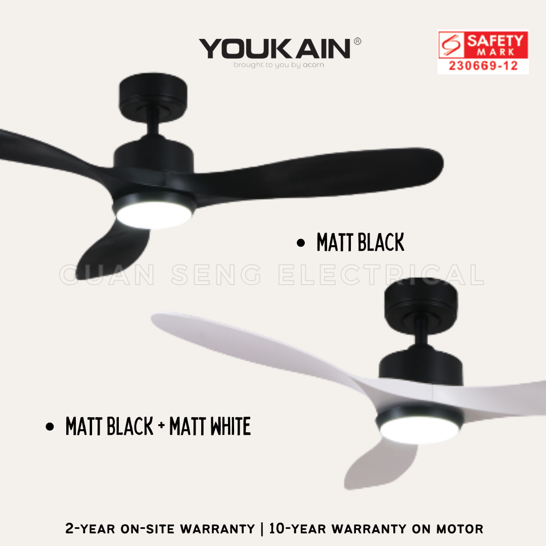 YOUKAIN Optimum 668 SMART DC Ceiling Fans 36" 46" 52" by Acorn