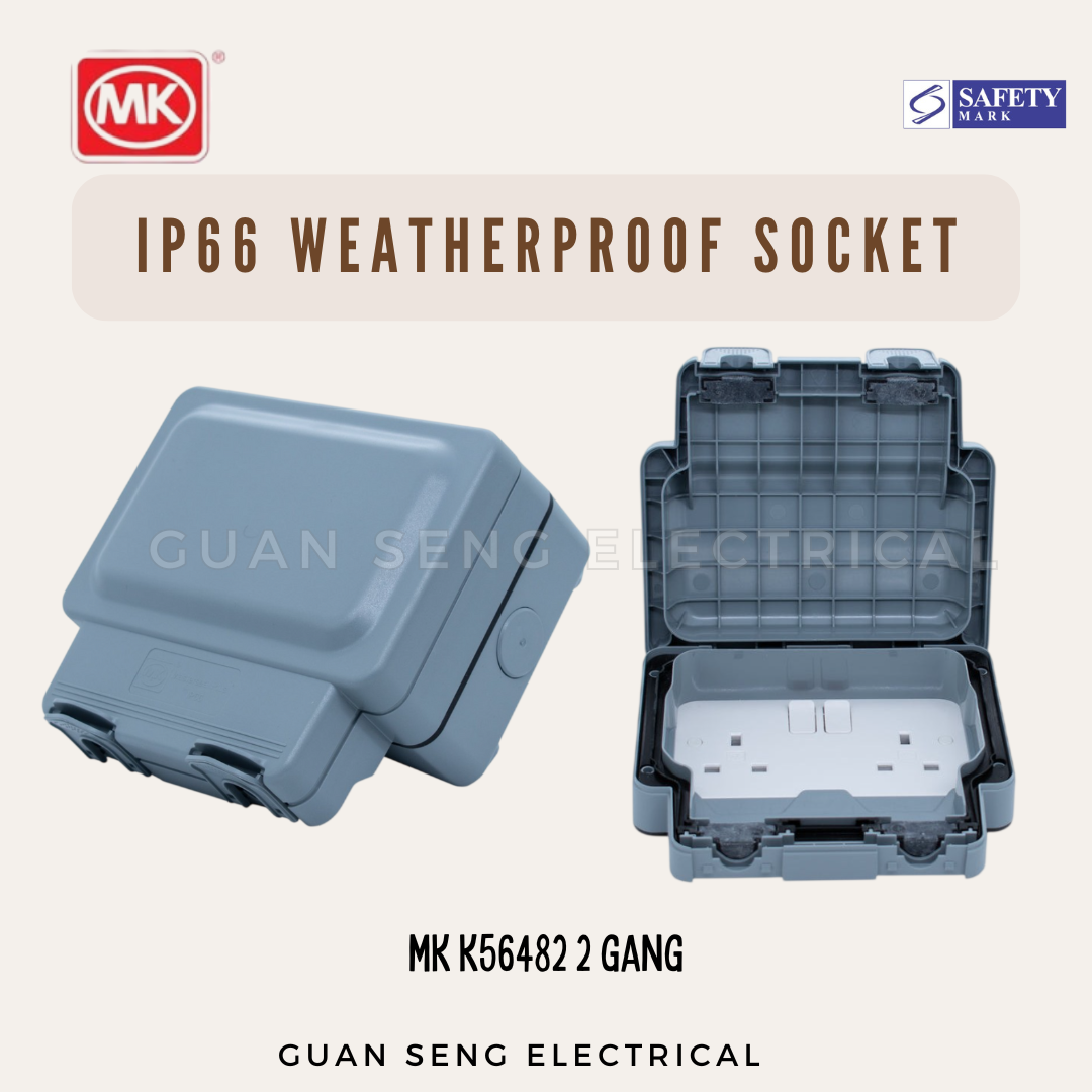 MK 86486 K56482 Master Seal 1 Gang 2 Gang 13A 250V Weatherproof Switch Socket IP66