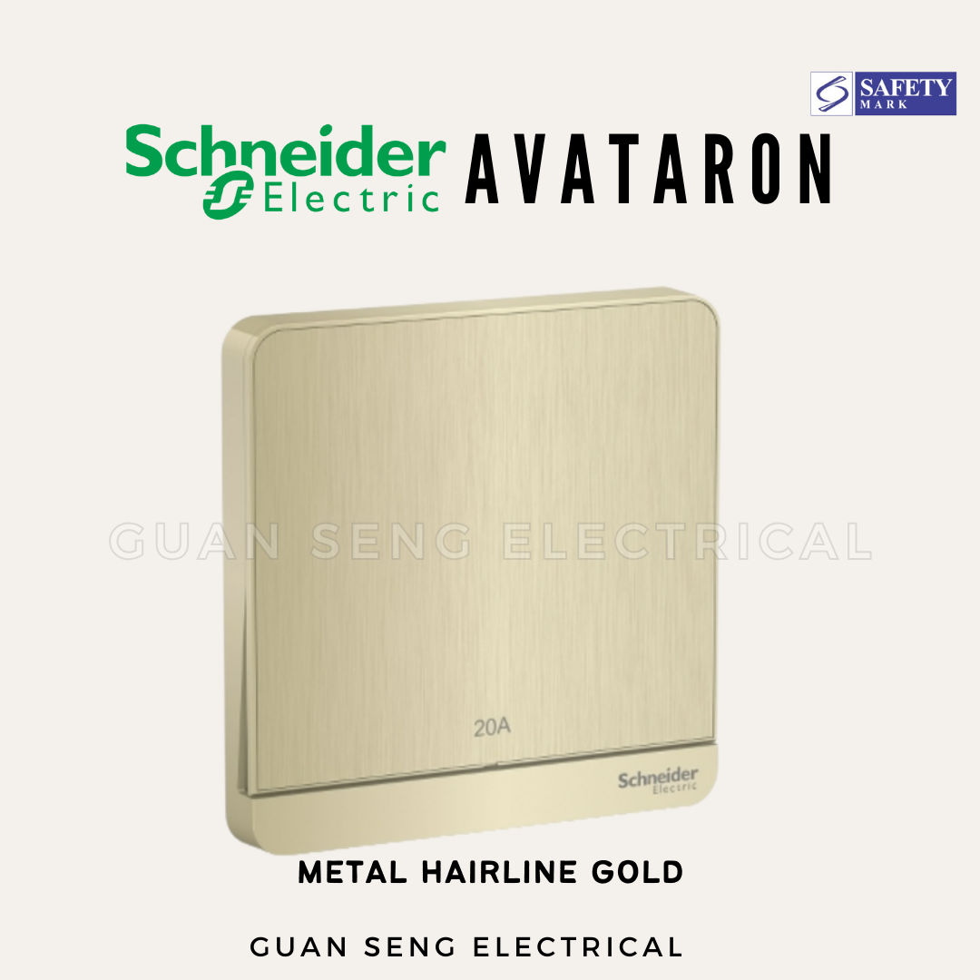 Schneider AvatarON 20A Water Heater Double Pole Switch White Dark Grey Dark Wood Wine Gold Hairline Gold