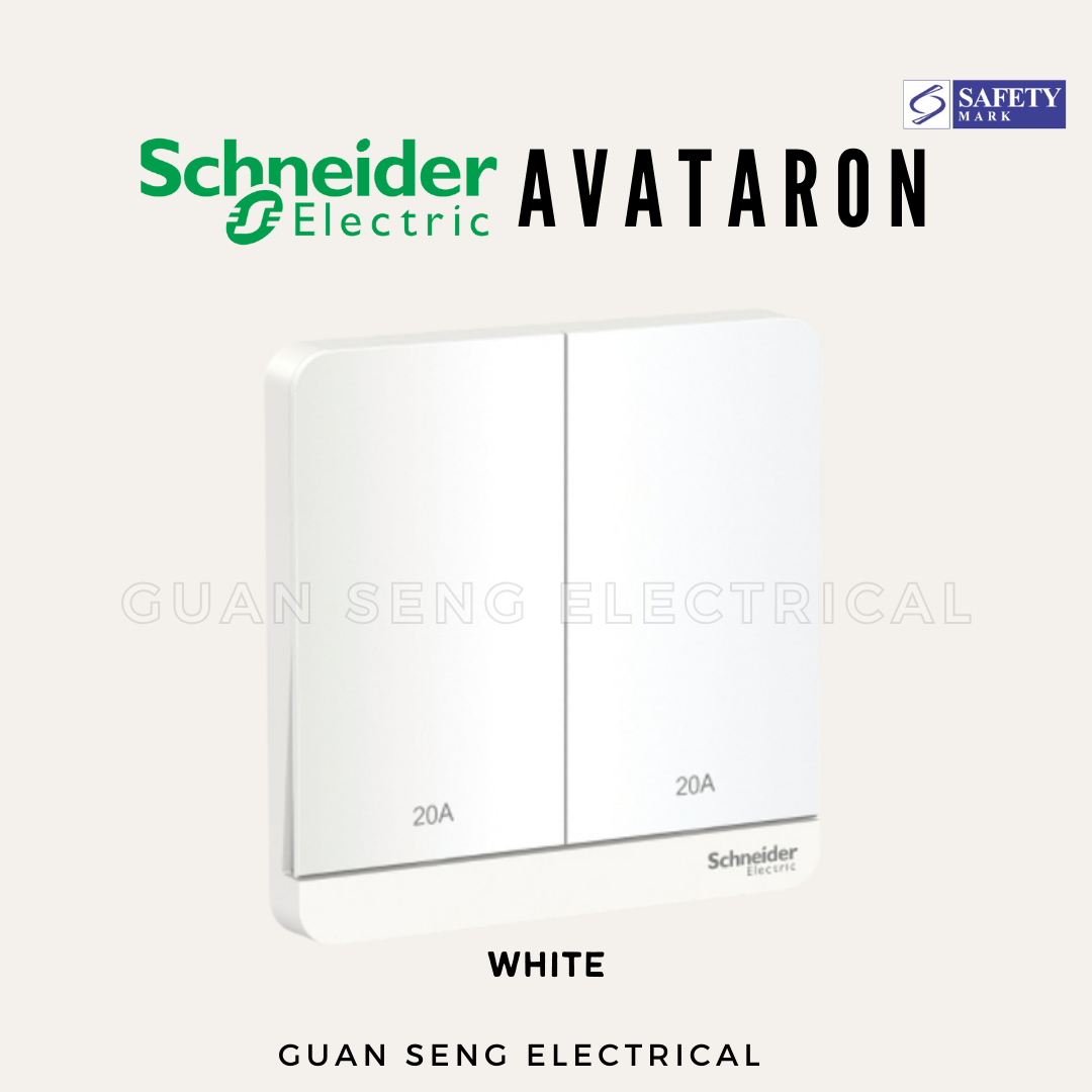 Schneider AvatarON 20A Water Heater Double Pole Switch White Dark Grey Dark Wood Wine Gold Hairline Gold