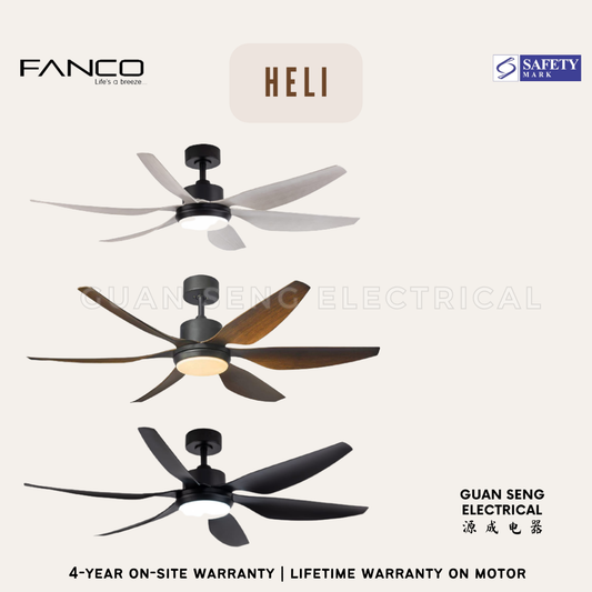 FANCO Heli 56" DC Motor Ceiling Fan with 3 Tone LED Light Kit and Remote Control