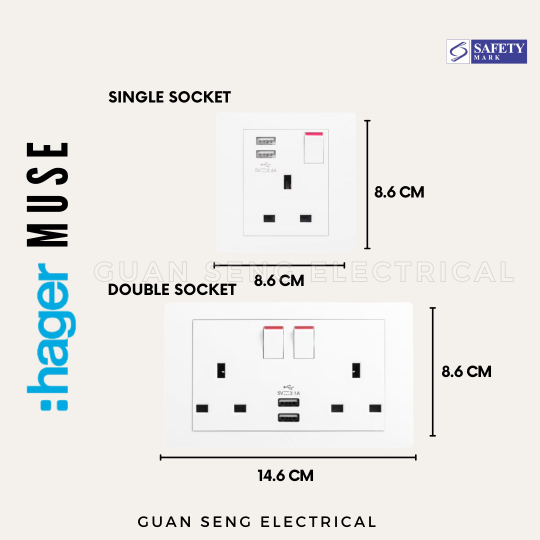 Hager Muse Socket with USB