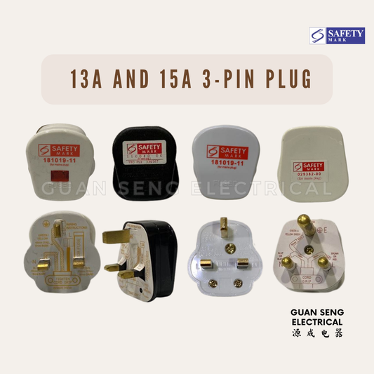 Britz 13A & 15A 3 Pin Plug with Fuse - Singapore Safety Mark