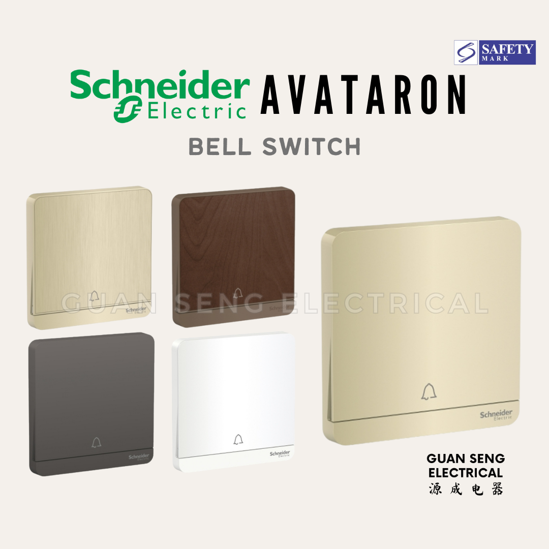 Schneider AvatarON Bell Switch White Dark Grey Dark Wood Wine Gold Hairline Gold