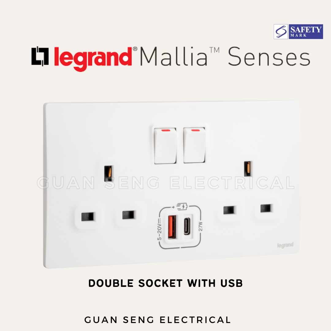 Legrand Mallia Senses Socket with USB White Dark Silver Champagne Matt Black