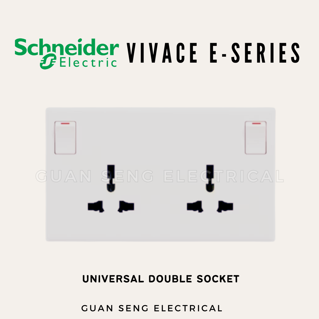 Schneider Electric Vivace E-Series Universal Socket White | Guan Seng Electrical Singapore