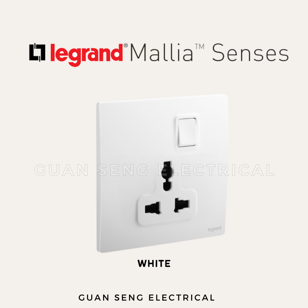 Legrand Mallia Senses Multistandard Socket White Dark Silver Champagne Matt Black | Guan Seng Electrical