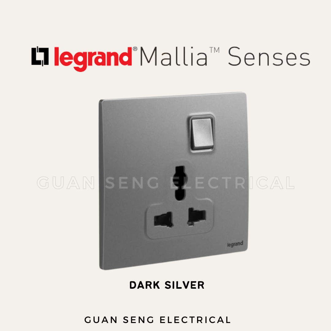 Legrand Mallia Senses Multistandard Socket White Dark Silver Champagne Matt Black | Guan Seng Electrical