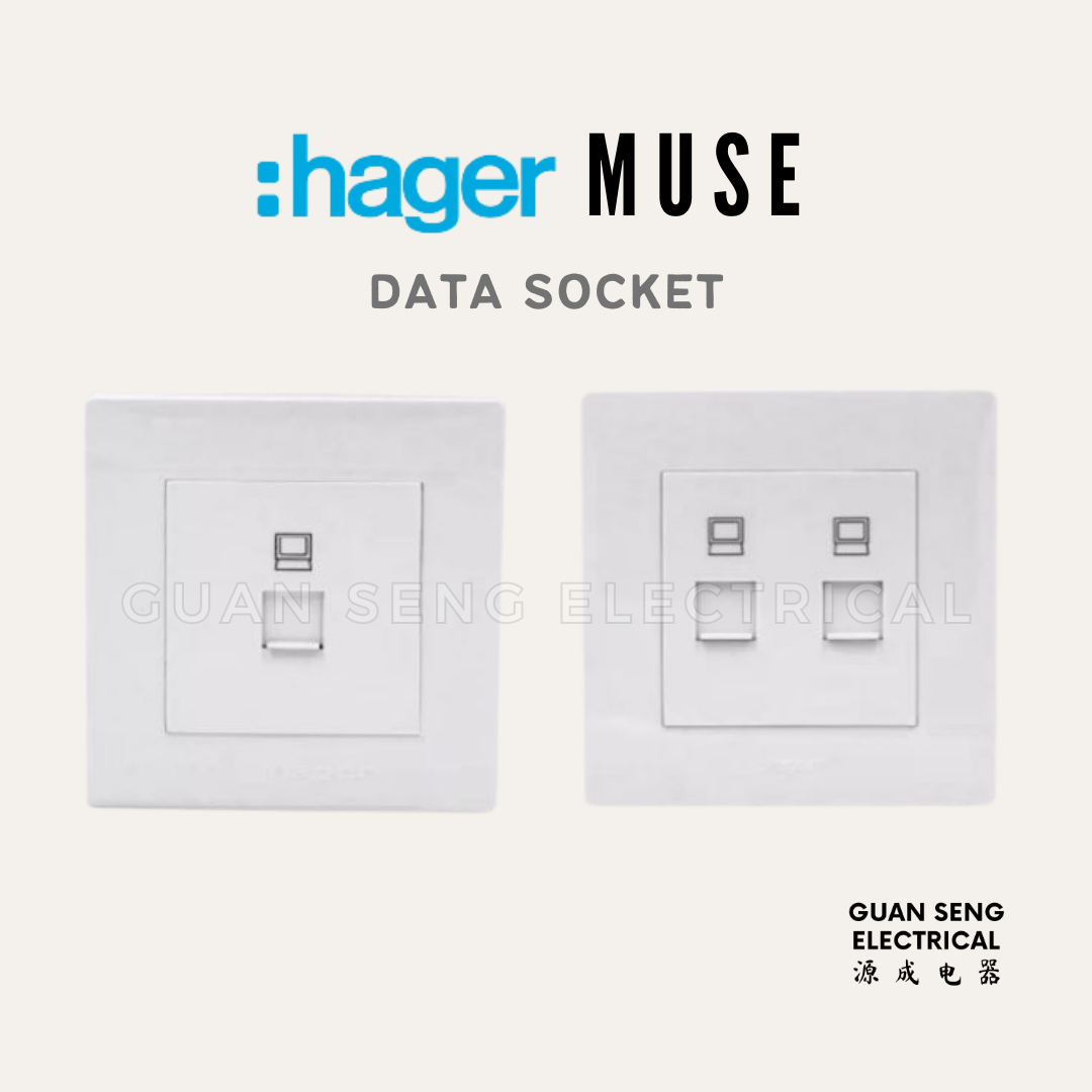 Hager Muse RJ45 Cat6 Data Socket White