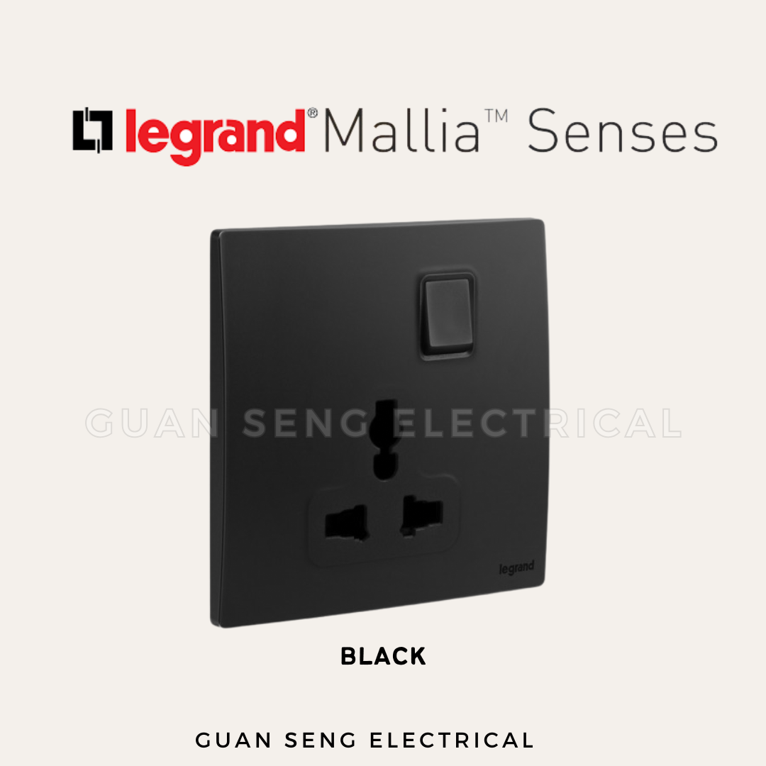 Legrand Mallia Senses Multistandard Socket White Dark Silver Champagne Matt Black | Guan Seng Electrical