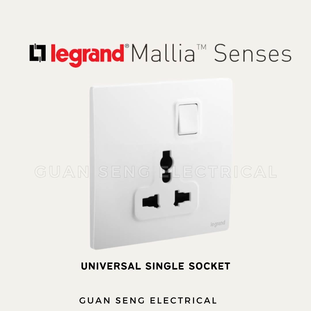 Legrand Mallia Senses Multistandard Socket White Dark Silver Champagne Matt Black | Guan Seng Electrical