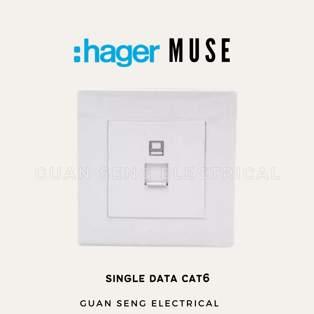 Hager Muse RJ45 Cat6 Data Socket White