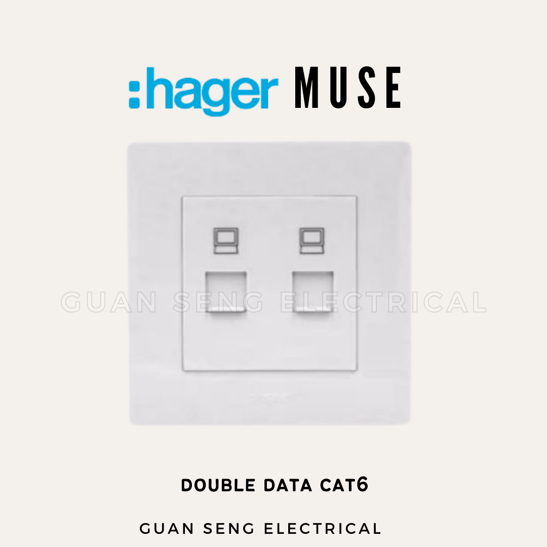 Hager Muse RJ45 Cat6 Data Socket White