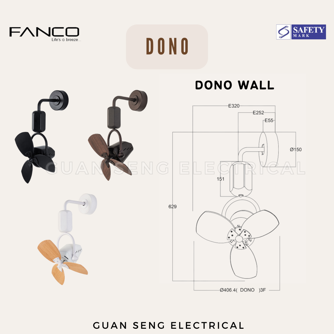 FANCO Dono 16" DC Motor Ceiling / Wall Mounting Fan