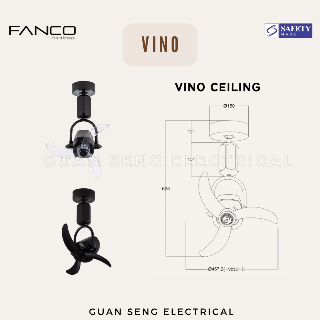 FANCO Vino 18" DC Motor Ceiling / Wall Mounting Fan