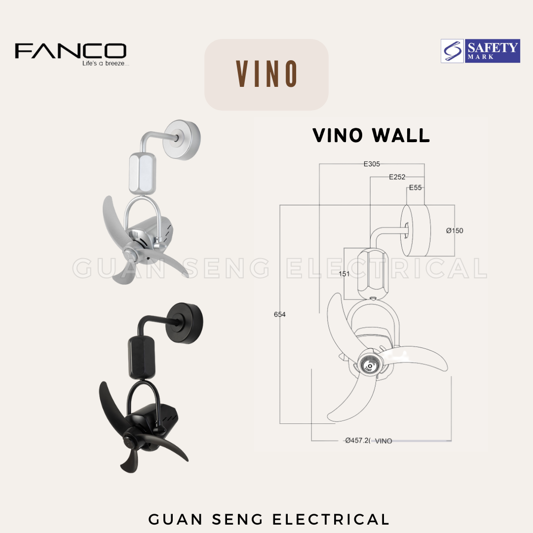 FANCO Vino 18" DC Motor Ceiling / Wall Mounting Fan