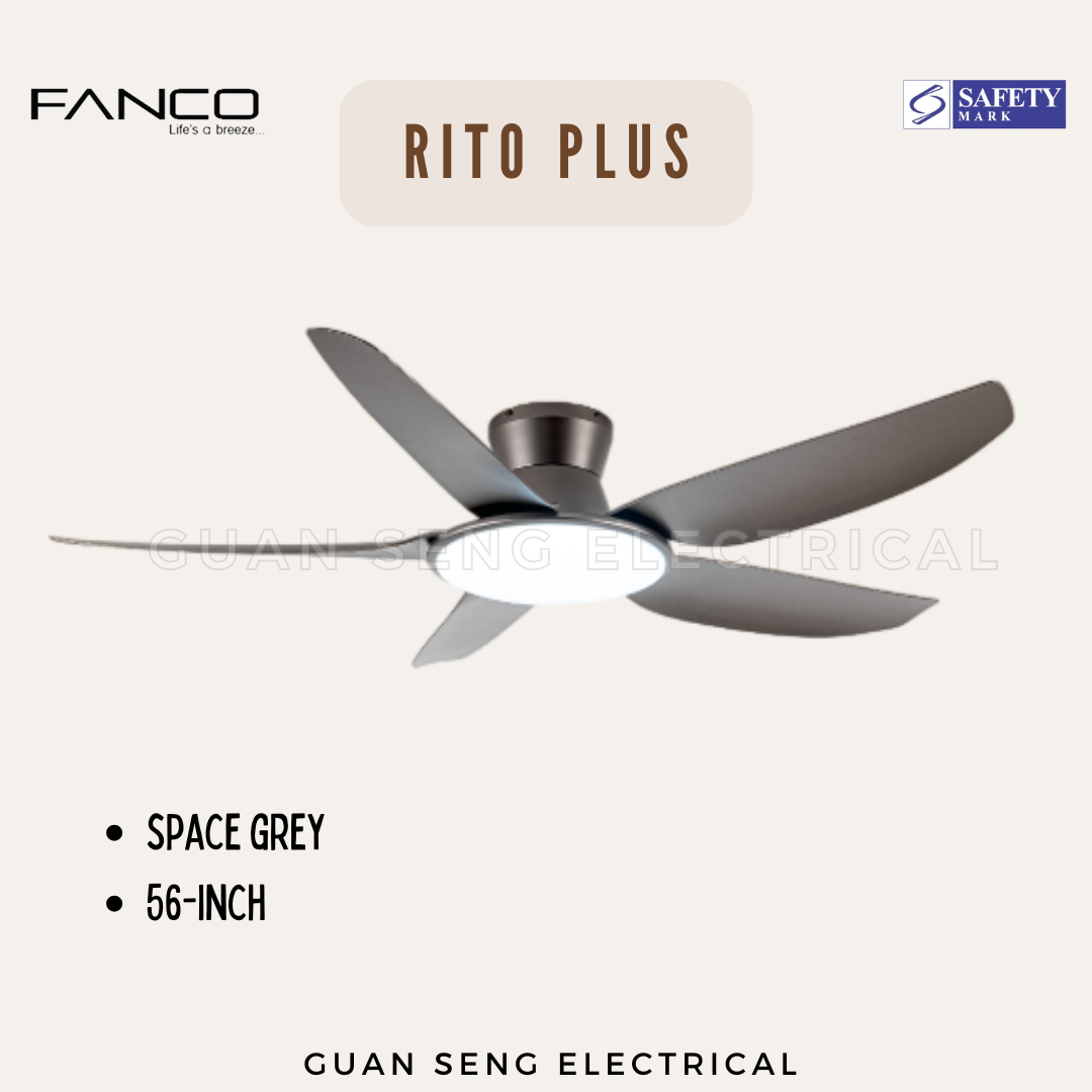 FANCO RITO PLUS 46" 56" DC Motor Ceiling Fan with 3 Tone LED Light Kit and Remote Control | Guan Seng Electrical