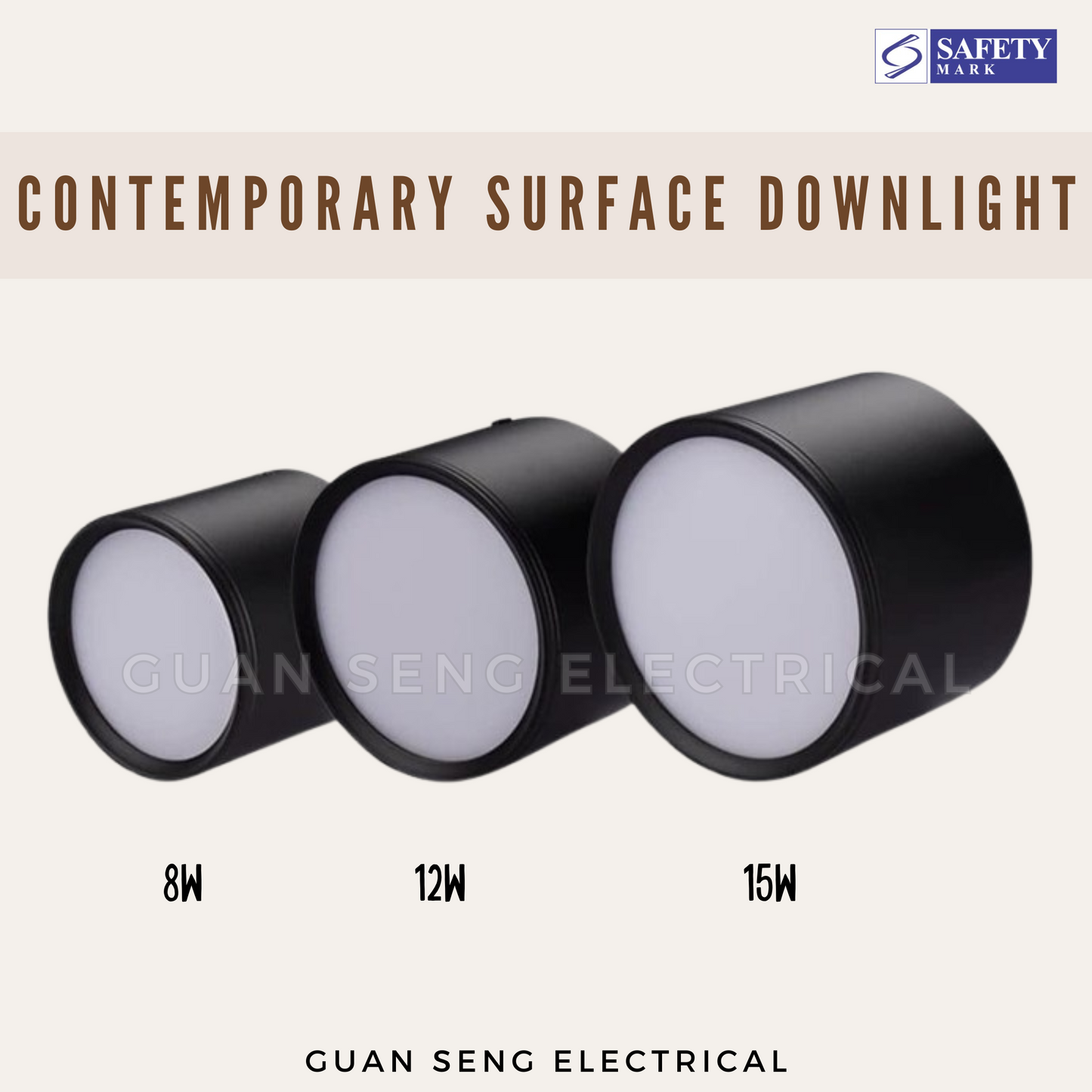 Contemporary LED Surface Downlight Black White 8W 12W 15W