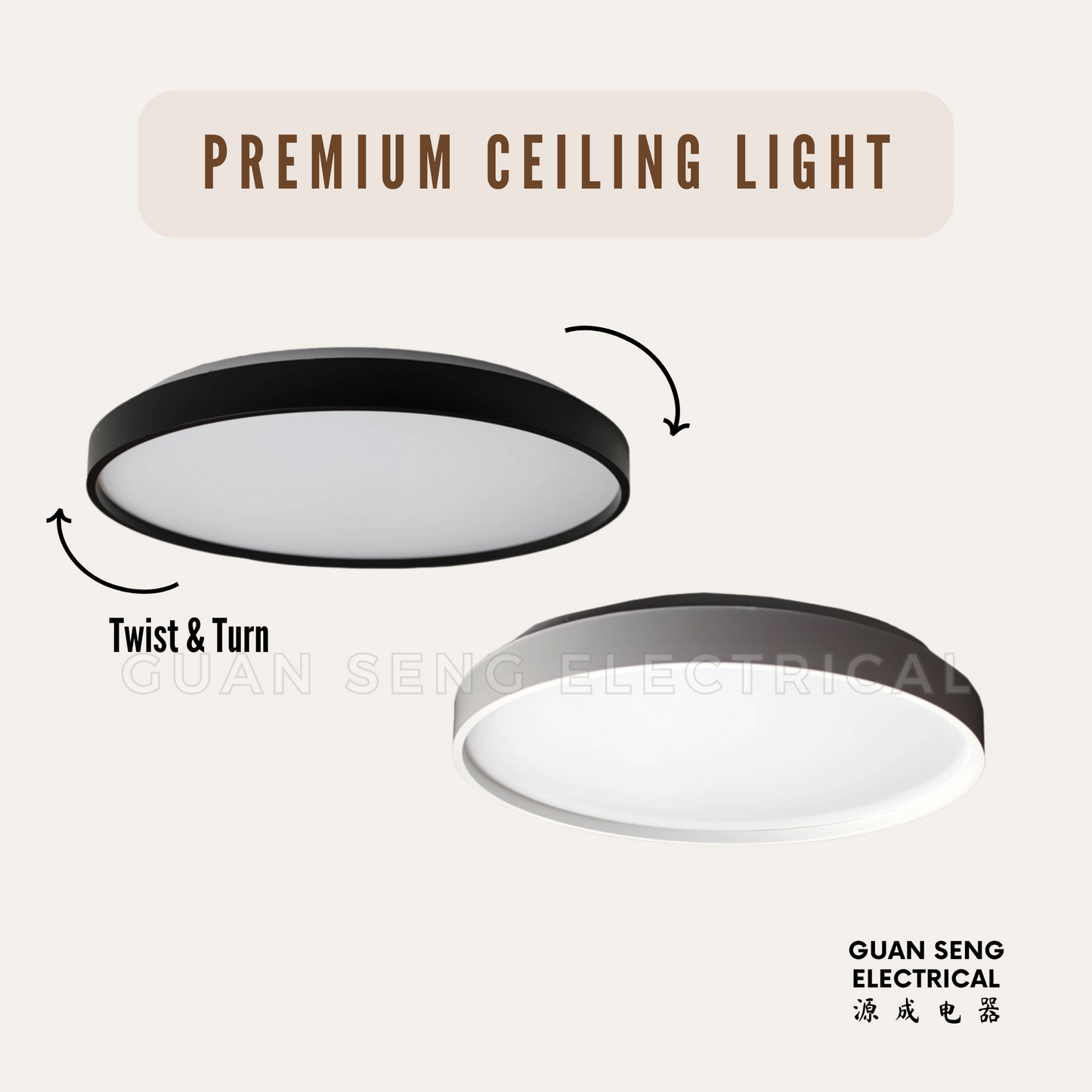 Premium Black White LED Ceiling Light 24W 36W 48W - Daylight 3 Tone