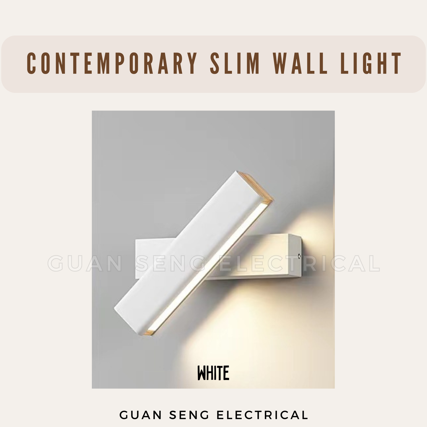 Contemporary Slim Wall Light 10W Black White