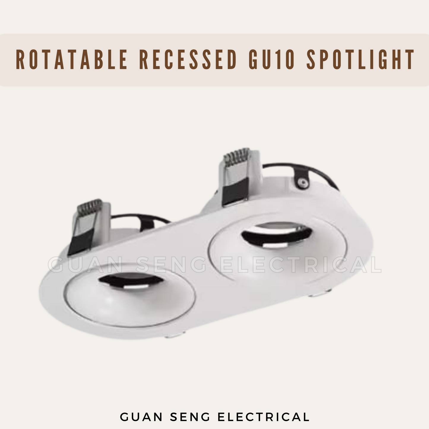 Rotatable Recessed GU10 Spotlight Downlight Double Head Square Double Axis Black White