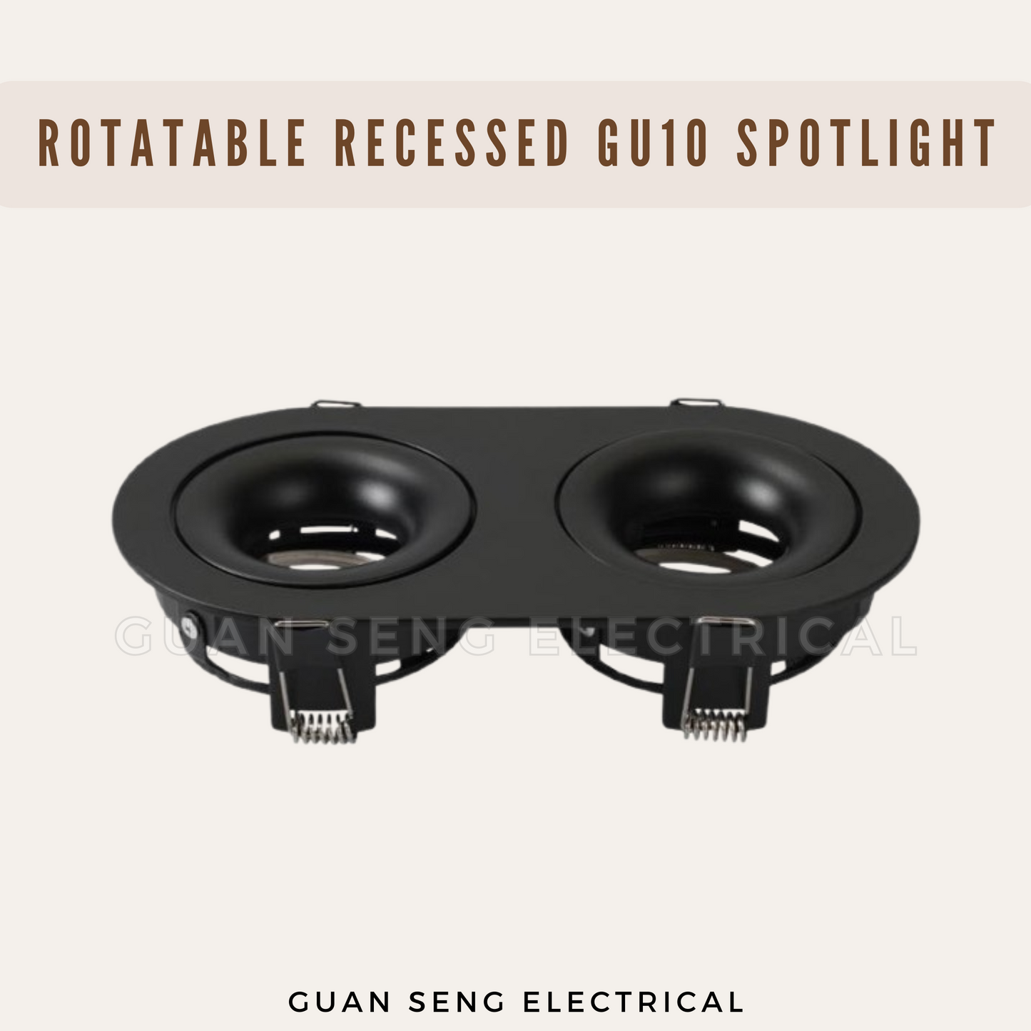 Rotatable Recessed GU10 Spotlight Downlight Double Head Square Double Axis Black White