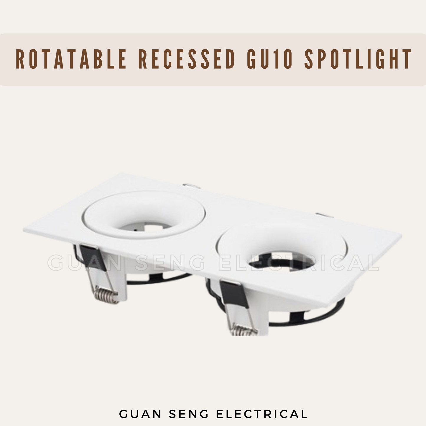 Rotatable Recessed GU10 Spotlight Downlight Double Head Square Double Axis Black White