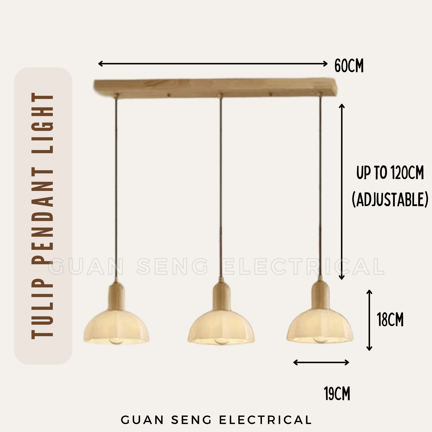 Tulip Glass Pendant Light E27 Bulb