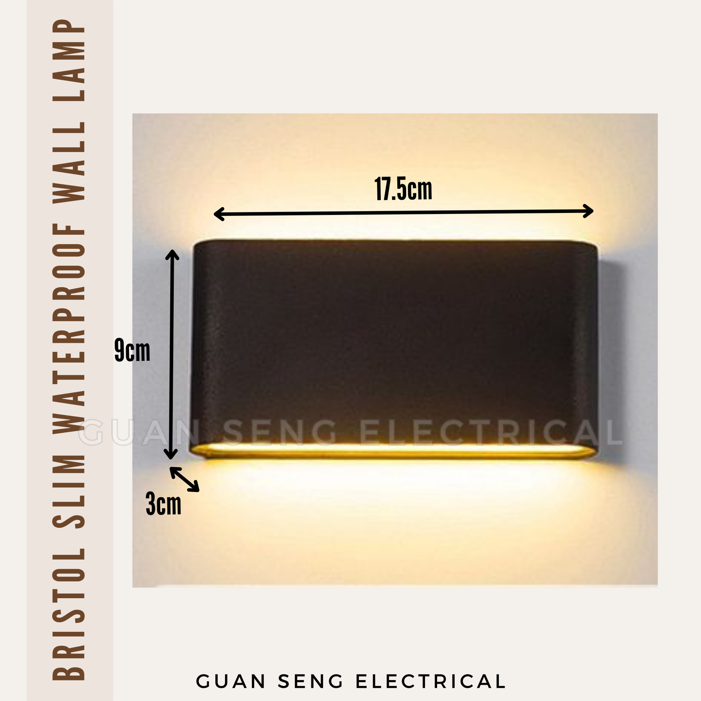 Bristol Slim Waterproof Wall Lamp - IP65 12W LED Outdoor Adjustable Light