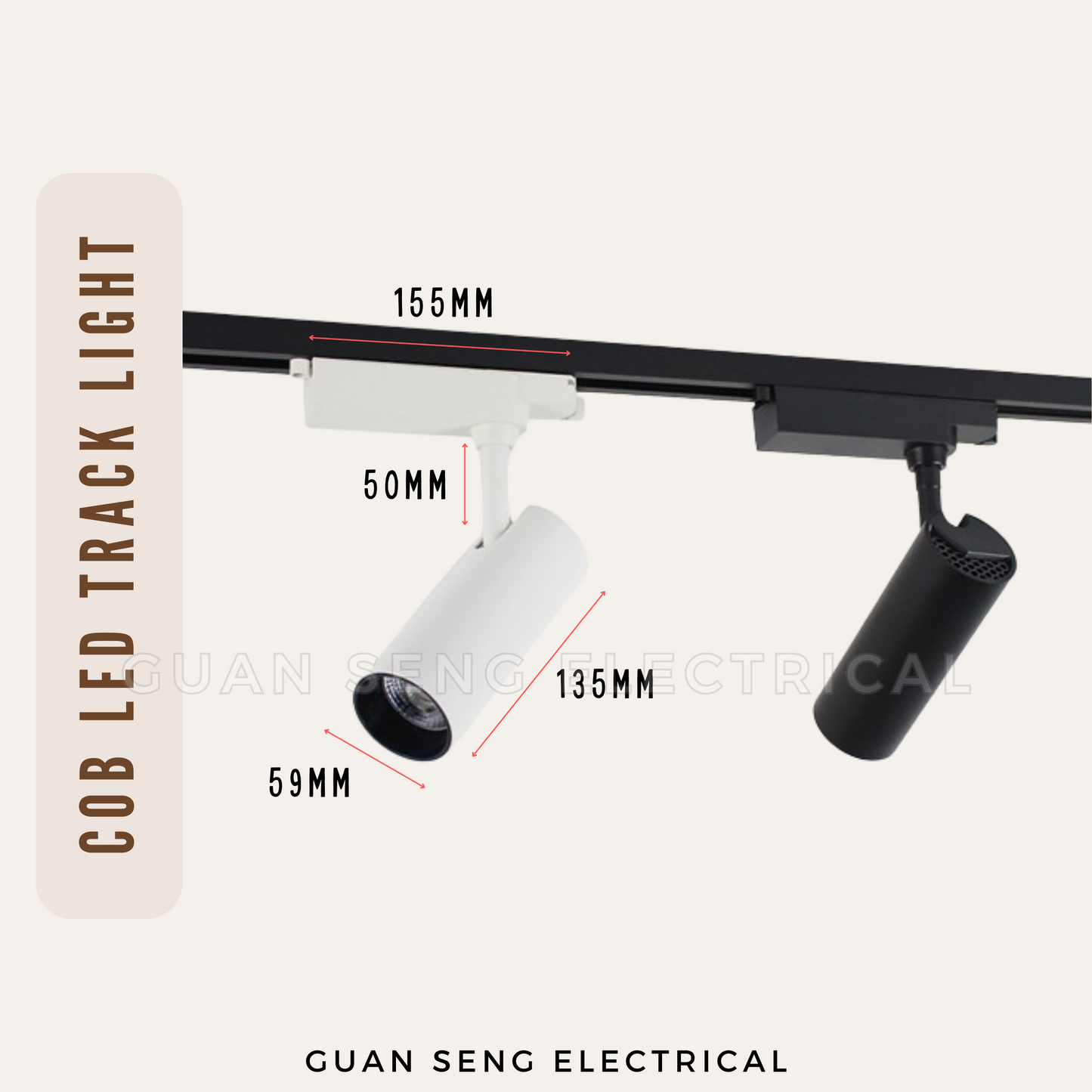 COB LED Track Light 20W Black White
