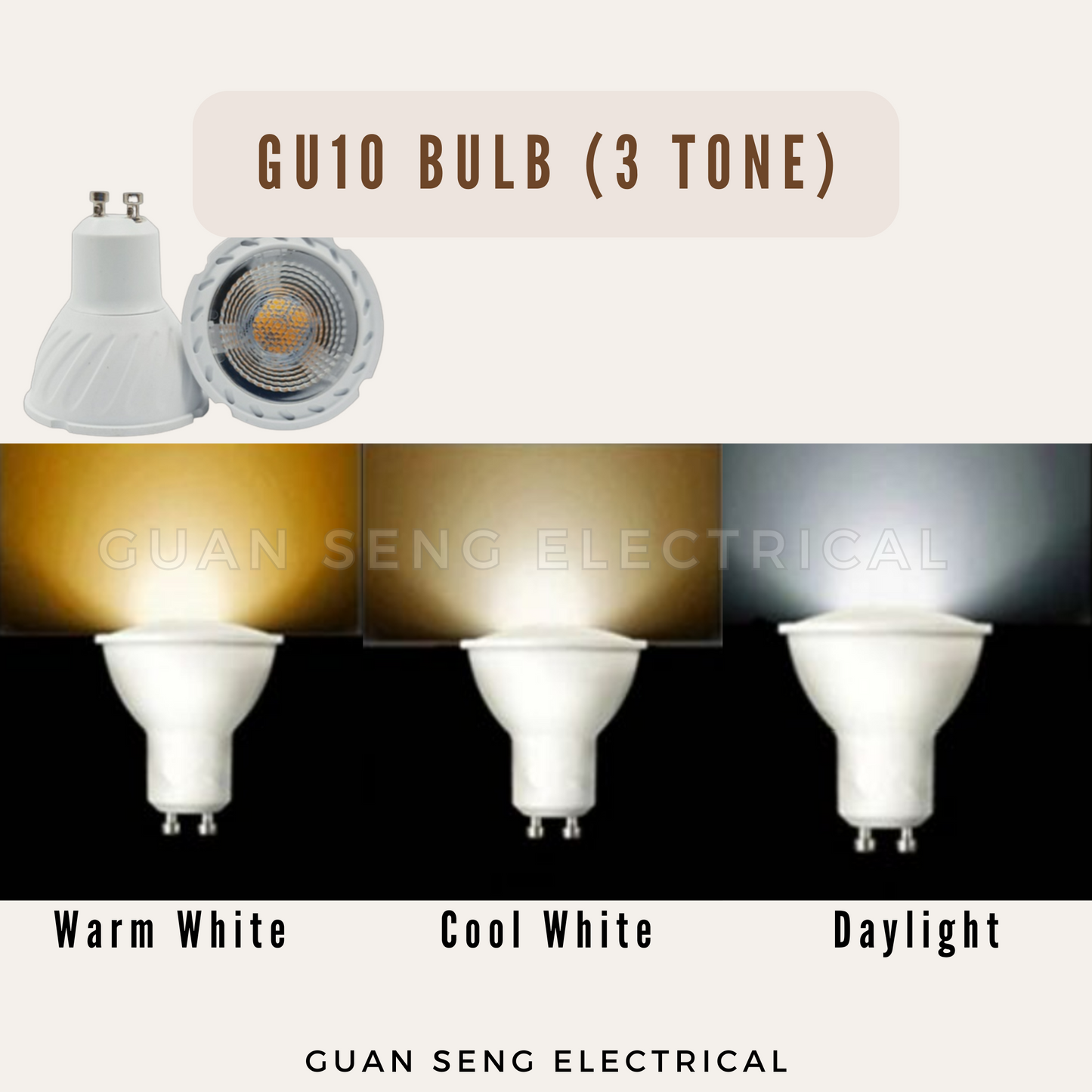 GU10 Tri-Tone LED Bulb 5W Spotlight Track Light Downlight