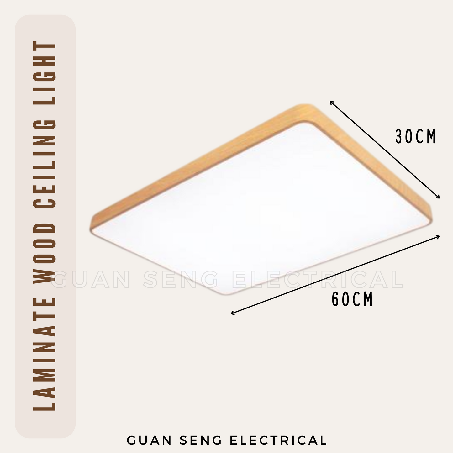 Laminate Wood Rectangle Ceiling Light