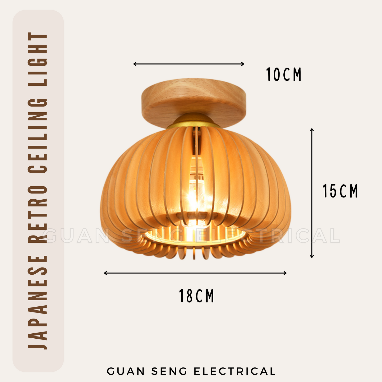 Japanese Retro Wood Style Ceiling Light