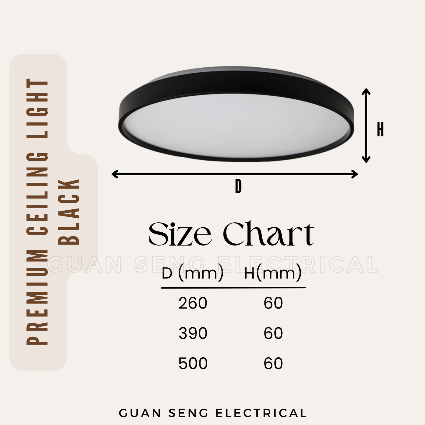 Premium Black White LED Ceiling Light 24W 36W 48W - Daylight 3 Tone