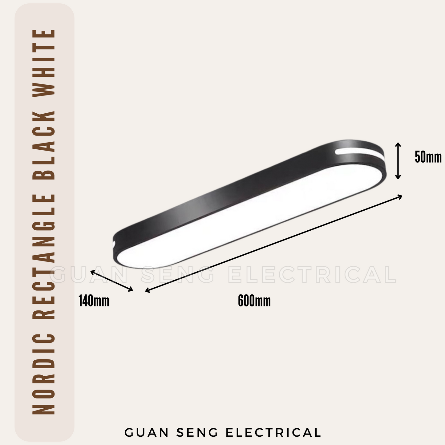 Nordic Rectangle Black White Ceiling Light Daylight 3Tone