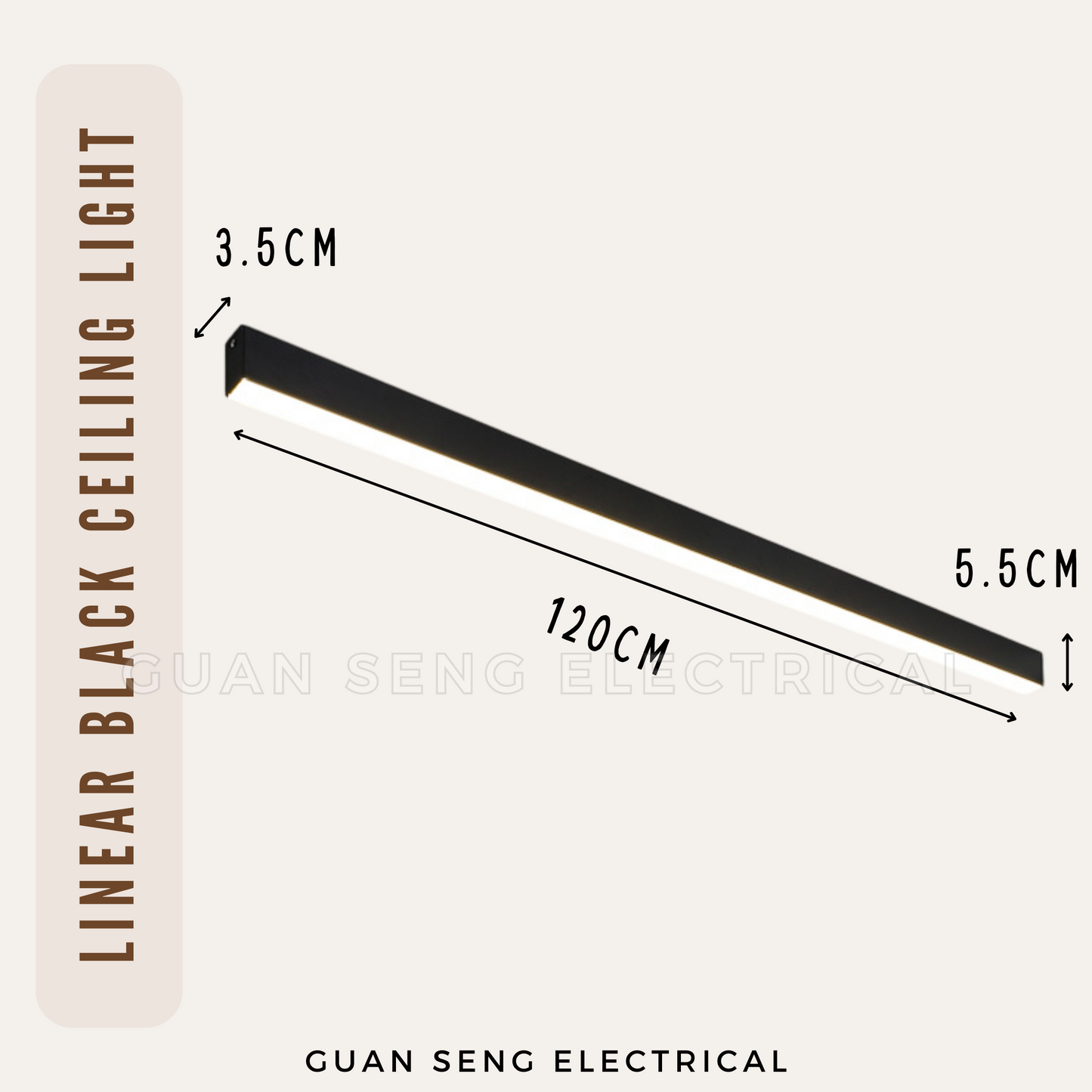 Linear Black Ceiling Light 24W 3Tone